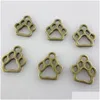 Charms 100st Tibetan Sier Hollow Dog Cat Paw Print Pendants 11x1m smyckesresultat Drop Leveranskomponenter DHQCB