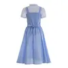 Sukienki dla dziewczynek niebiesko -biała sukienka do gingham kostium Dorothy Baby Fairy Wizard Toddler Pennise