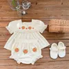 Clothing Sets Baby Girl's 2piece Set Summer Flower Embroidered Short Lace Bubble Sleeve Top Elastic Bread Shorts Cute Infant Kids Outfit