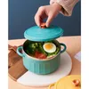 Bowls Lovely Solid Stainless Steel Double Ear Instant Noodle Bowl Soup With Cover Thermal Insulation Household Bento Box