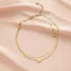 Colar de cinta em camadas duplas do coração de pêssego para o colarinho de colarinho legal do Instagram feminino Luz de jóias pequenas e populares