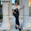 Partykleider Yipeisha Scoop Schwarz -Weiß Prom Mermaid Graduation Kleid Vintage Knöchel Länge Abendkleid