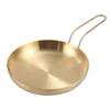 Borden Creative Bottom Bottom Barbecue Roestvrijstalen snackplaat Goud Western Style Steak Dessert Round Dish met handvat