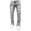 2024 Jeans de pile jeans pourpre pourpre pourpre régulière ajustement empilé Patch en détresse détruite pantalon denim droit des vêtements de streetwear