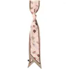 Scarves 2024 Summer 140 9 Fruit And Flamingos Long Scarf Silk Female Wrist Tie Hair Ribbon Bag Belt For Women