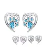 Mavi Kristal Pet Pençe Saplama Küpe Kız Kalp Şekimi CZ Ayak İzi Kulak Saplamaları Takı Kadınlar Tasarlan Bijoux SCE65432155082839908