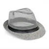 Bérets Wide Brim Men Paille Panama Hat Fashion Brethable Suncreen Summer Plack Cap de plage Soleil Léger