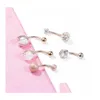 Navel Bell -knappringar 5st/Lot Zircon Belly For Women Girls Rostfritt stål Skivstång Ring Body Piercing Smycken Drop Delivery Dhxto