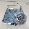 Röcke hohe Taillen-Denim-Blumenrock für Frauen 2024 Sommergewaschenen Vintage A-Line Hip-umgepacktes Modestuch