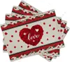 Table Mats Valentines Day Placemats Set Of 4 Rose Heart Love Linen Heat-Resistant Valentine Decorations Place Mats12x18 In