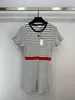 Basic & Casual Dresses designer Early Spring New CH Nanyou Gaoding Commuting Elegance Style Reduced Age Black and White Stripe Waist Slimming Knitted Dress 1SN3