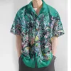 Men's Casual Shirts 2024 Short Sleeve Shirt 3d Graffiti Gradient Printed Hawaiian For Men Summer Beach Oversized Tops