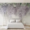 Bakgrundsbilder Milofi Vackra Lilac Wisteria Flower 3D Stereo Bröllopsrum Bakgrund Vägg Stor väggmålning