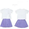 Clothing Sets Summer Casual Baby Girl Clothes 2Pcs Set Short Sleeve Cartoon T-Shirt Skirt For Outfits 5 7 9 11 13 Year