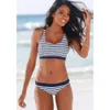 Stripe splipe di nuove donne spalla con spalline solide incrociate il bagno bikini multi corda