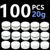 Opslagflessen 100 stcs 20 g 20 ml witte plastic cosmetische crème pot met transparante binnenste trek deksel vulling reisfles leeg kleine capaciteit