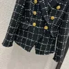 2024 Dameskleding Zwarte plaid Double Breasted Jacket Spring Summer Nieuw 412