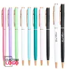 Pens 10Pcs/Lot Custom Logo Macaron Simple Metal Ballpoint Pen Personalized Name Gifts Small Business Advertising Stationery Wholesale