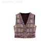 Women's Vests designer Heavy Industry Beaded Weaving Ribbon Colorful Plaid Rough Tweed Vest South Oil High Quality Small Fragrant Wind Woolen Sleeveless Coat 9KO6