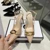 Klänningskor Sandaler Kvinnor 2024 Summer High Heels Slim Heel Pointed Water Diamond French Style Back Hollow Mouth Mouth Mouth