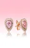 Boucles d'oreilles de pote de coeur étincelantes roses Bijoux plaqué or rose pour 925 Silver Love Hearts Earge avec Box9050902 d'origine