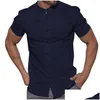 Herren T-Shirts Herren T-Shirts Modende Frühling und Sommer lässige kurze kurze langen Sattel ausgestattet Baumwollhemd Männer kleine Ärmel Drop Lieferung ap Dhacy