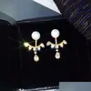 Chandelier de chandelier Nouvelle mode exquise Super Flash Rignestone Stud 14K Boucles d'oreilles en or jaune Ladies Senior Jewelry Couple Birthd Dhlhs