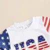 Giyim setleri 4 Temmuz Toddler Boy Kıyafetleri ABD Amerikan Nakış T-Shirts Star Stripe Şort Bağımsızlık Günü Giysileri