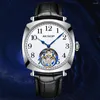 Montre-bracelets Aesop Double face creux creux tourbillon montre des hommes mécaniciens winswatch sapphire imperméable super luminaire horloges 21600hz