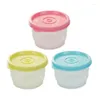 Storage Bottles 3 Pcs Small Plastic Box Round Canteen Sample Supplementary Food Fresh Containers 160ml