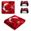 Naklejki Flaga Turcji Recep Tayyip Erdogan PS4 Slim Skin Sticker for Sony PlayStation 4 Konsola i 2 kontrolery PS4 Slim naklejka