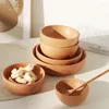 Schalen japanischer Stil Holzschale Naturholzgeschirr für Obstsalat Nudel Reissuppe Küchen Utensilien Gerichte