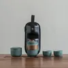 TeAware setleri Çin retro tasarımcı su içecek bardakları sır basit ekspres fincan taşınabilir açık hava seyahat kungfu çay seti çanta hediyesi