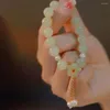 Strand Beads Niche Design Azure Stone Begonia Flower Imitation Jade Jewelry Hand Rope Women Bracelet Chinese Style