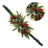 Decorative Flowers Christmas Mailbox Wreath Festive Holiday Glowing Led Pine Cone Berry Green Leaves Decoration For Indoor Outdoor