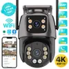 Câmeras IP 4K 8MP HD WiFi PTZ Câmera externa 4MP Lente dupla tela dupla rastreamento automático Câmera IP Câmera CCTV VIEVIDADE VÍDEO DE AUDIO