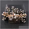 Hair Clips Barrettes Crystal Rhinestone Flower Pearl Comb Pin Headband Tiara For Women Bride Girl Bridal Accessories Jewelry Band Drop Dho87