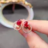 Boucles d'oreilles Total 1ct Natural Ruby 4 mm 6 mm Birman 925 Bijoux en argent allergie Allergie gratuite 18 km plaquette plaquée