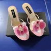 Slippers orchidee bloemen decor buiten vrouwen hakken zomerronde teen dunne dames slingback slip-on flipflops sandalen