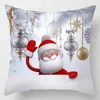 Pillow Linen Cartoon Snowman Kids Cover 45X45 Christmas Theme Square Velvet Case Home Decoration Bed Living Room J1920