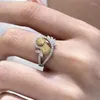 Cluster Anneaux S925 Silver Ring Luxury Luxury Simple Hollow Yellow Jaune Diamond Instagram Fashion polyvalent