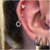 Étalon 2pcs en acier inoxydable Crystal Minimal CZ Star Star Studs Oreau Femmes Hoop Helix Tragus Cartilage conch Daith Piercing Jewelry Dro Dhtfm