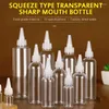 Bouteilles de rangement 5/10/20/30/50/60/80/100/120/150/200/250 ml Plastic Proptepper Plasing Proprepper Clear Sharp Gouth Bottle Ink Glue Container 1PCS