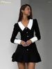 Vestidos casuais moda clacativa Moda esbelta Mulheres negras femininas elegantes lapela de lapela longa Office Mini vintage clássico feminino feminino feminino