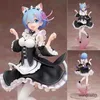 Actie speelgoedfiguren 21 cm meid blauw haar katten oren schattig meisje rok anime meisje figuur actie figuur volwassen collectible model poppen