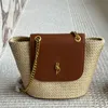 تصميم Beach Bag Yslkate المرأة الرعوية العاطفية الرعوية الكلاسيكية مصممة الكتف أكياس سلسلة سلسلة حزام مربع منسوجة يدويا