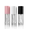 Opslagflessen lege 6 ml ronde heldere lipglossbuis met zwart roze witte dop grote toverstaf borstel cosmetische container fles 24 stk