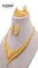 Middle East Dubai 24K Gold Schmuck Set afrikanische Brauthochzeit Halskette Armband Ohrringe Vierpieze Ring Set8584323