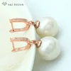 Dingle örhängen sz design mode färgglad rund imitation pärla för kvinnor bröllop fest 585 rosguld färg smycken