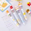 Stylos 1030pcs dessin animé multicolor ballpoint stylènes d'étudiant outils d'écriture 10 couleurs papeterie 0,7 mm mignon hamburger alimentaire